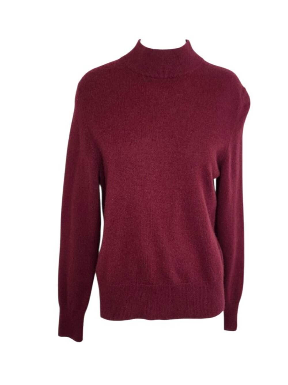 Prive Long Sleeve Mock Neck 100% Cashmere Long Sleeve Shirt, Red, Size Womens S